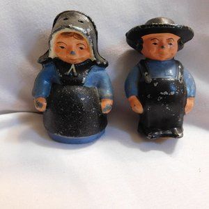 Vintage Amish Couple Salt and Pepper Shakers Cast Metal